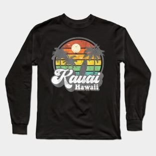 Kauai Beach Hawaii Surf Hawaiian Surfing 70'S Long Sleeve T-Shirt